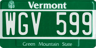 VT license plate WGV599