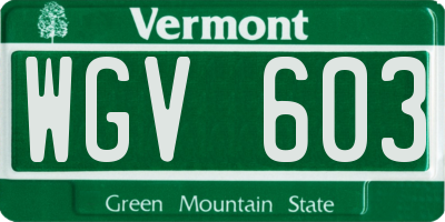 VT license plate WGV603