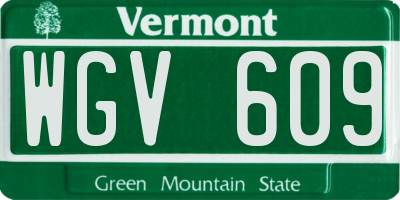 VT license plate WGV609