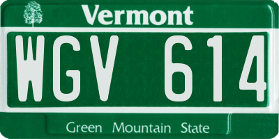 VT license plate WGV614