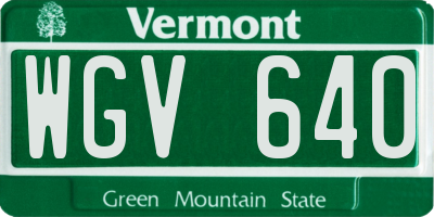VT license plate WGV640