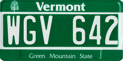 VT license plate WGV642