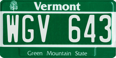 VT license plate WGV643