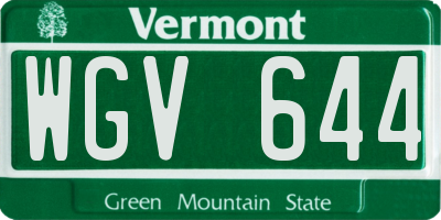 VT license plate WGV644