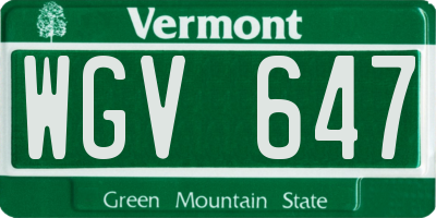 VT license plate WGV647