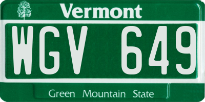 VT license plate WGV649