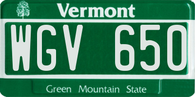 VT license plate WGV650