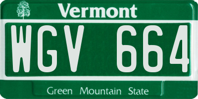 VT license plate WGV664