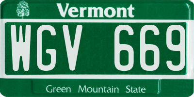 VT license plate WGV669