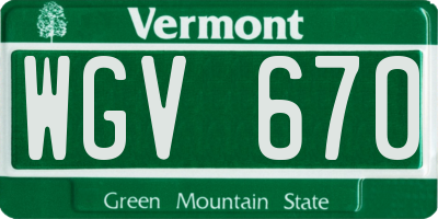 VT license plate WGV670