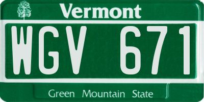 VT license plate WGV671