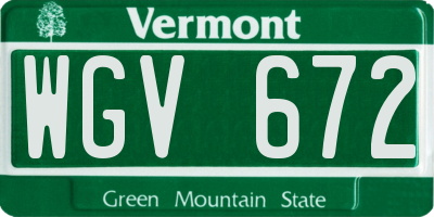 VT license plate WGV672