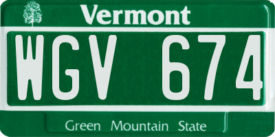 VT license plate WGV674