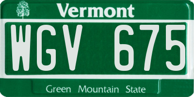 VT license plate WGV675