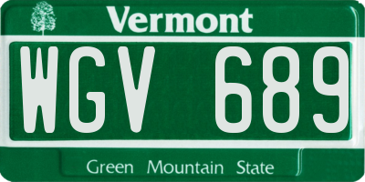 VT license plate WGV689