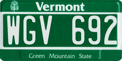 VT license plate WGV692