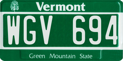 VT license plate WGV694