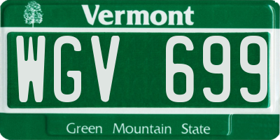 VT license plate WGV699