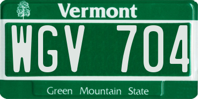 VT license plate WGV704