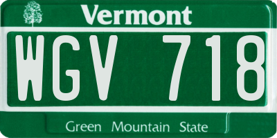 VT license plate WGV718