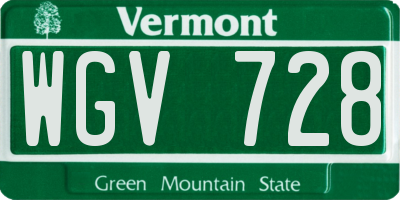 VT license plate WGV728