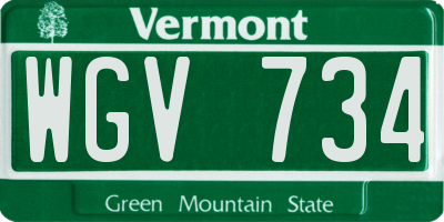 VT license plate WGV734