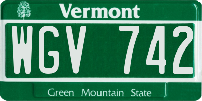 VT license plate WGV742