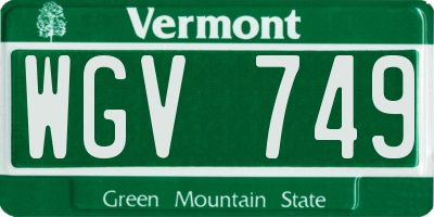 VT license plate WGV749