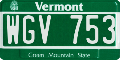 VT license plate WGV753