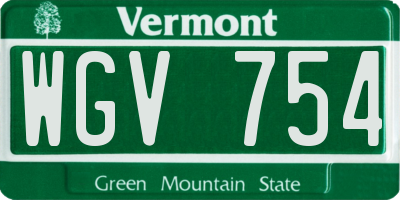 VT license plate WGV754