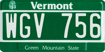 VT license plate WGV756