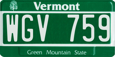 VT license plate WGV759