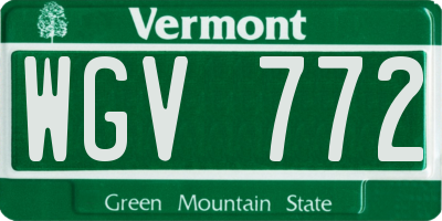 VT license plate WGV772