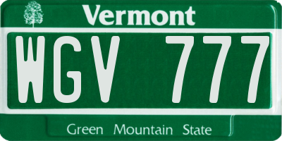 VT license plate WGV777