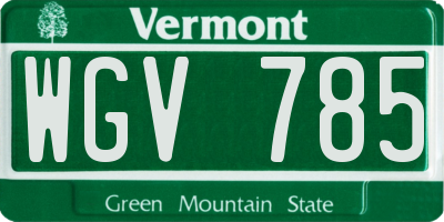 VT license plate WGV785