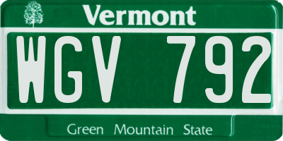VT license plate WGV792