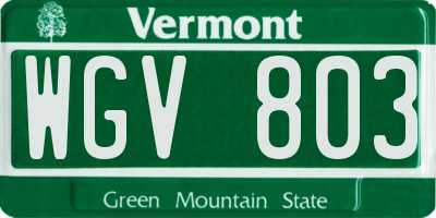 VT license plate WGV803