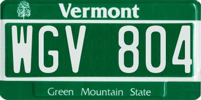 VT license plate WGV804