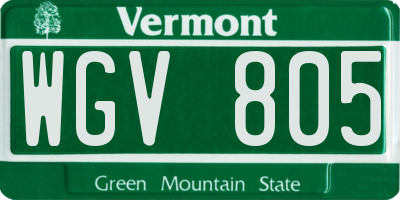 VT license plate WGV805
