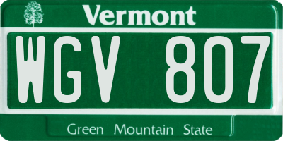 VT license plate WGV807