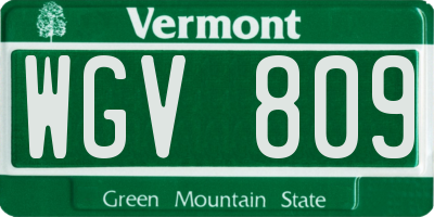VT license plate WGV809