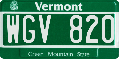 VT license plate WGV820