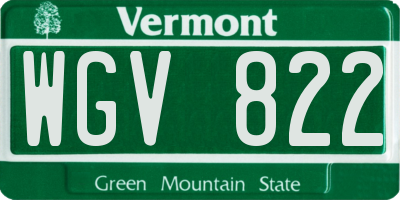 VT license plate WGV822