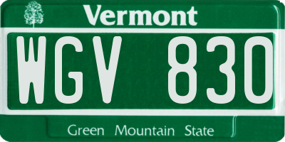 VT license plate WGV830