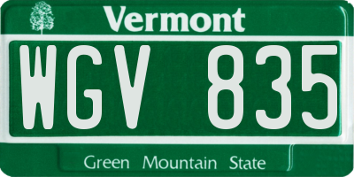VT license plate WGV835