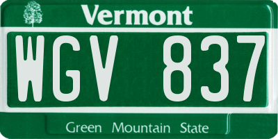 VT license plate WGV837