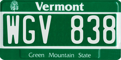 VT license plate WGV838