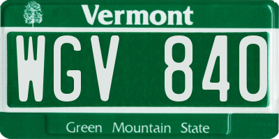 VT license plate WGV840