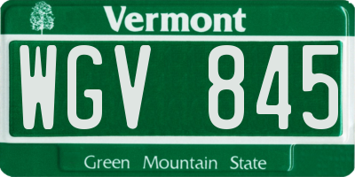 VT license plate WGV845