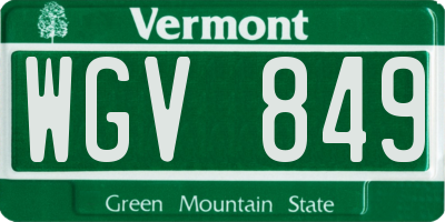 VT license plate WGV849